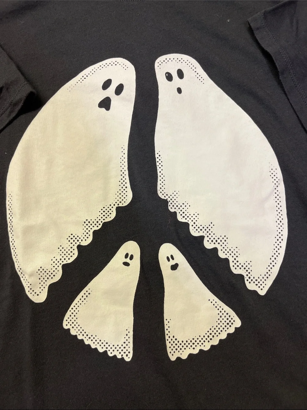 Old Navy Black Tee with White Ghost Peace Graphic - Picture 2 of 3